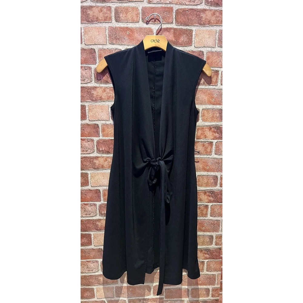 New York &‎ Company Women's Adjustable Knee Length Size M Solid Black Wrap Dress
